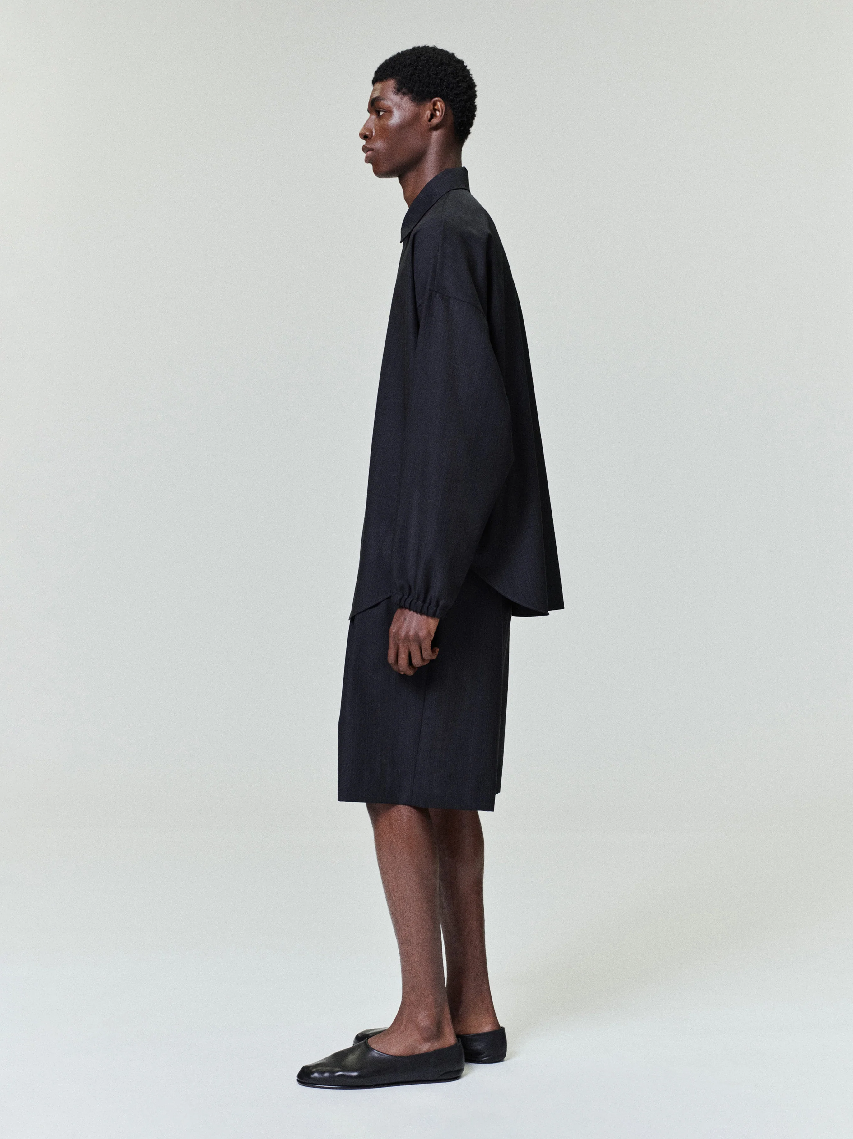 Striped Wool Baggy Shorts - Image 2
