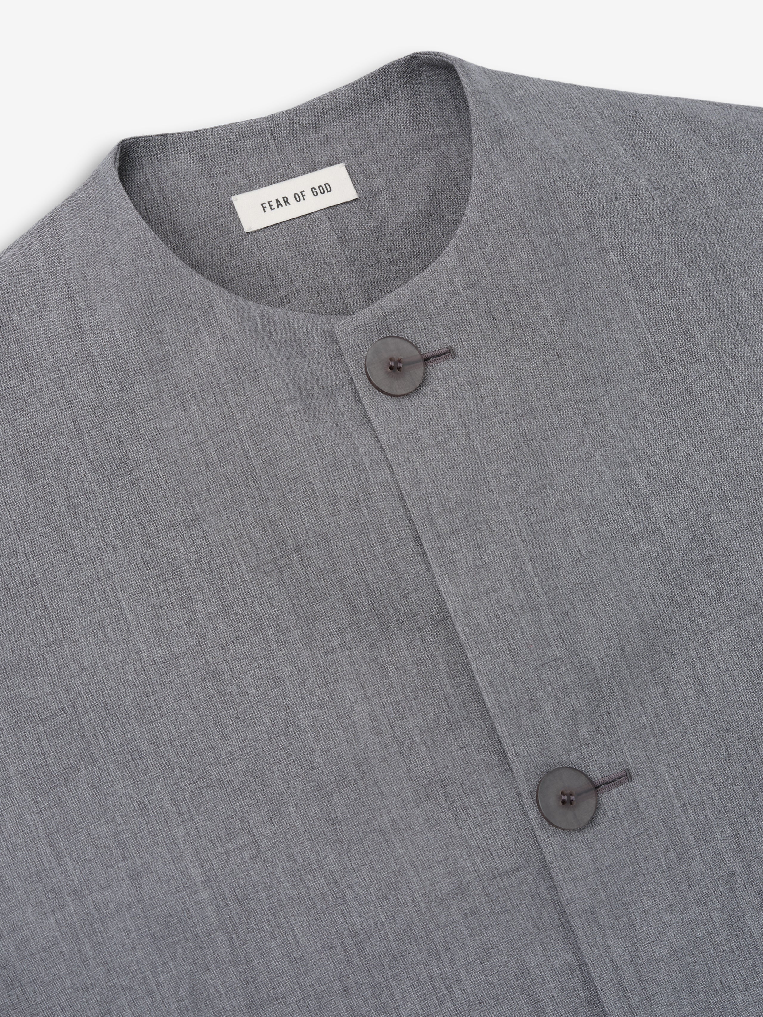 Wool Linen Collarless Sport Jacket - Image 4