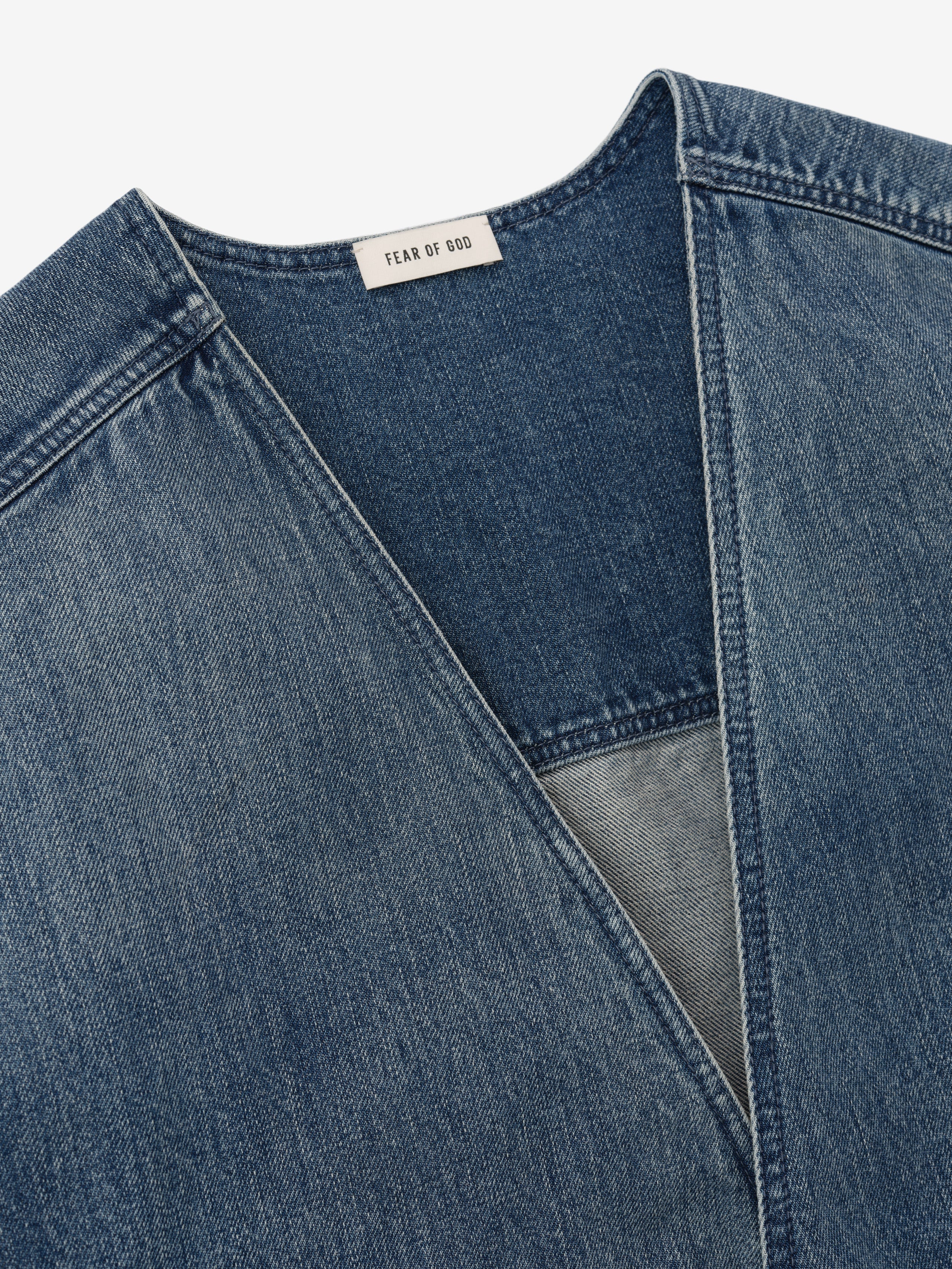 Denim Lapelless Jacket - Image 5