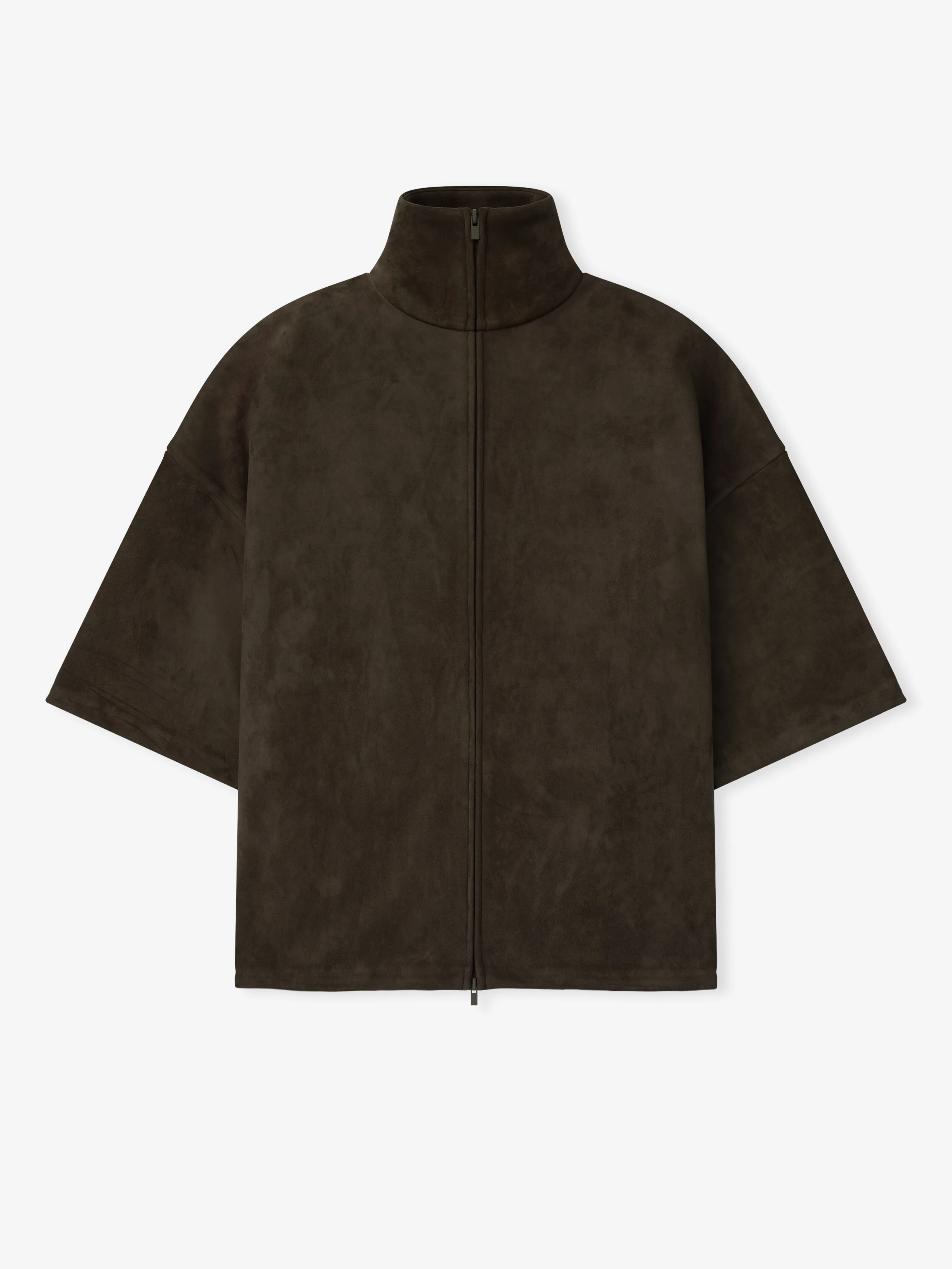 Suede Fleece High Neck 3/4 Sleeve Jacket - Image 5