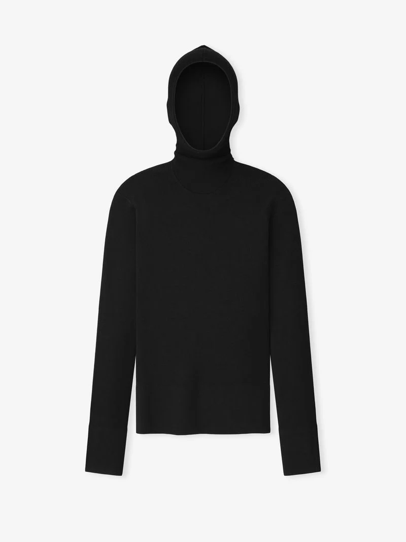 Womens Long Sleeve Hooded Rib Top - Image 3