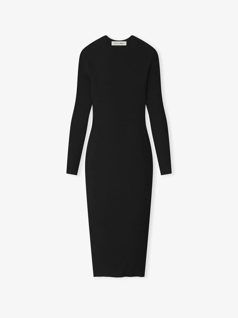 Womens Rib Long Sleeve Dress - Image 3