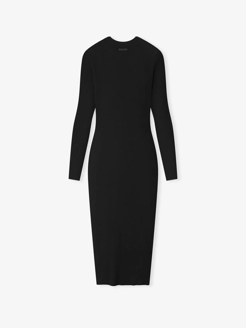 Womens Rib Long Sleeve Dress - Image 4