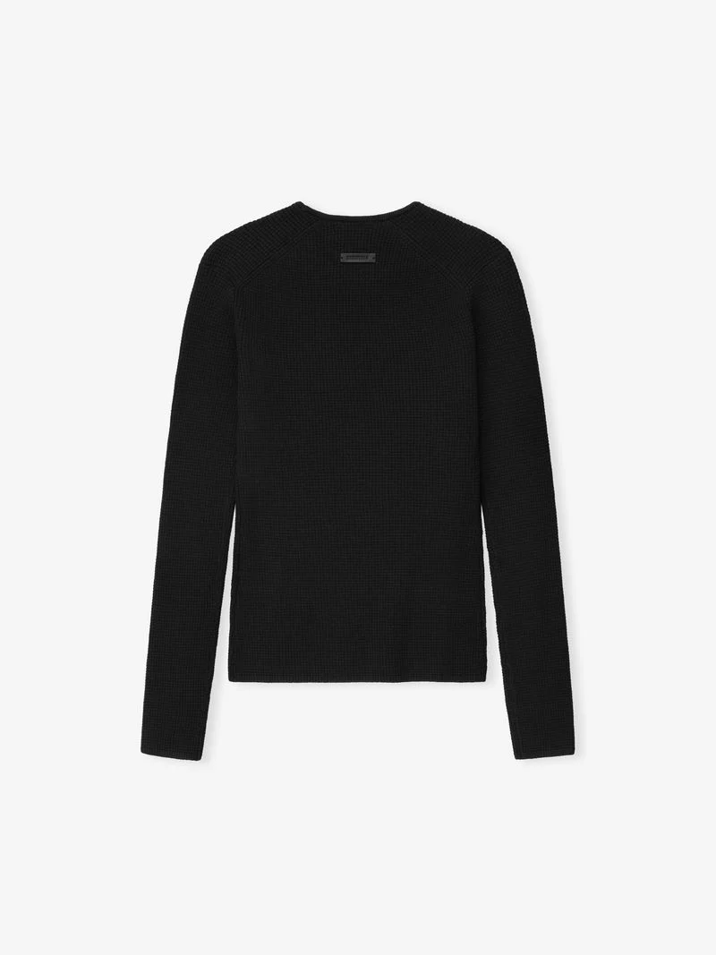 Womens Waffle Knit Long Sleeve Top - Image 4