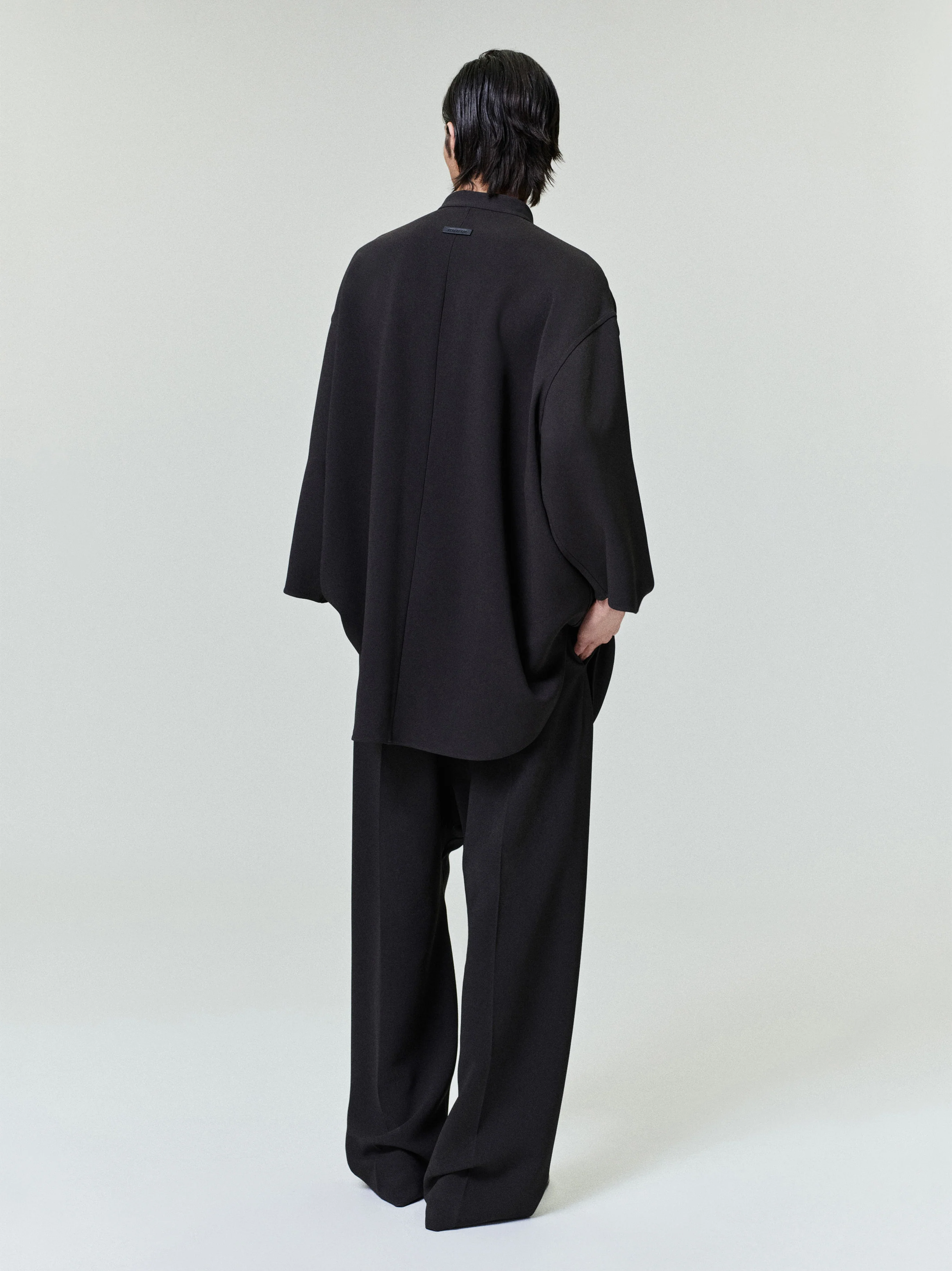 Cotton Wool Oxford Mandarin Relaxed Short Sleeve Shirt - Image 3