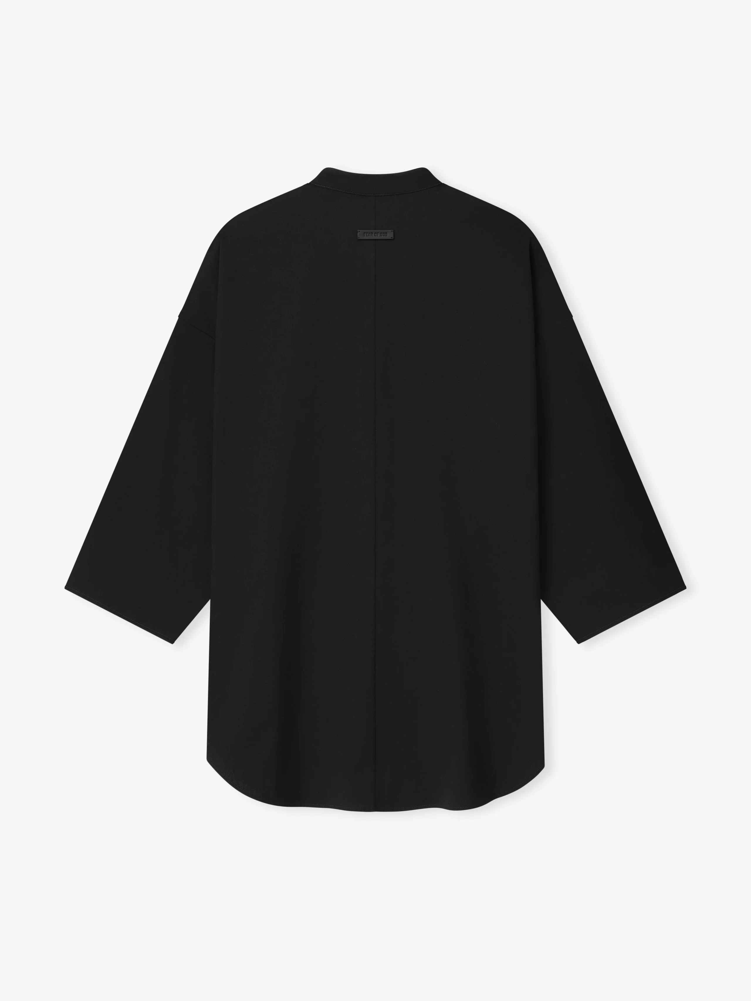 Cotton Wool Oxford Mandarin Relaxed Short Sleeve Shirt - Image 5