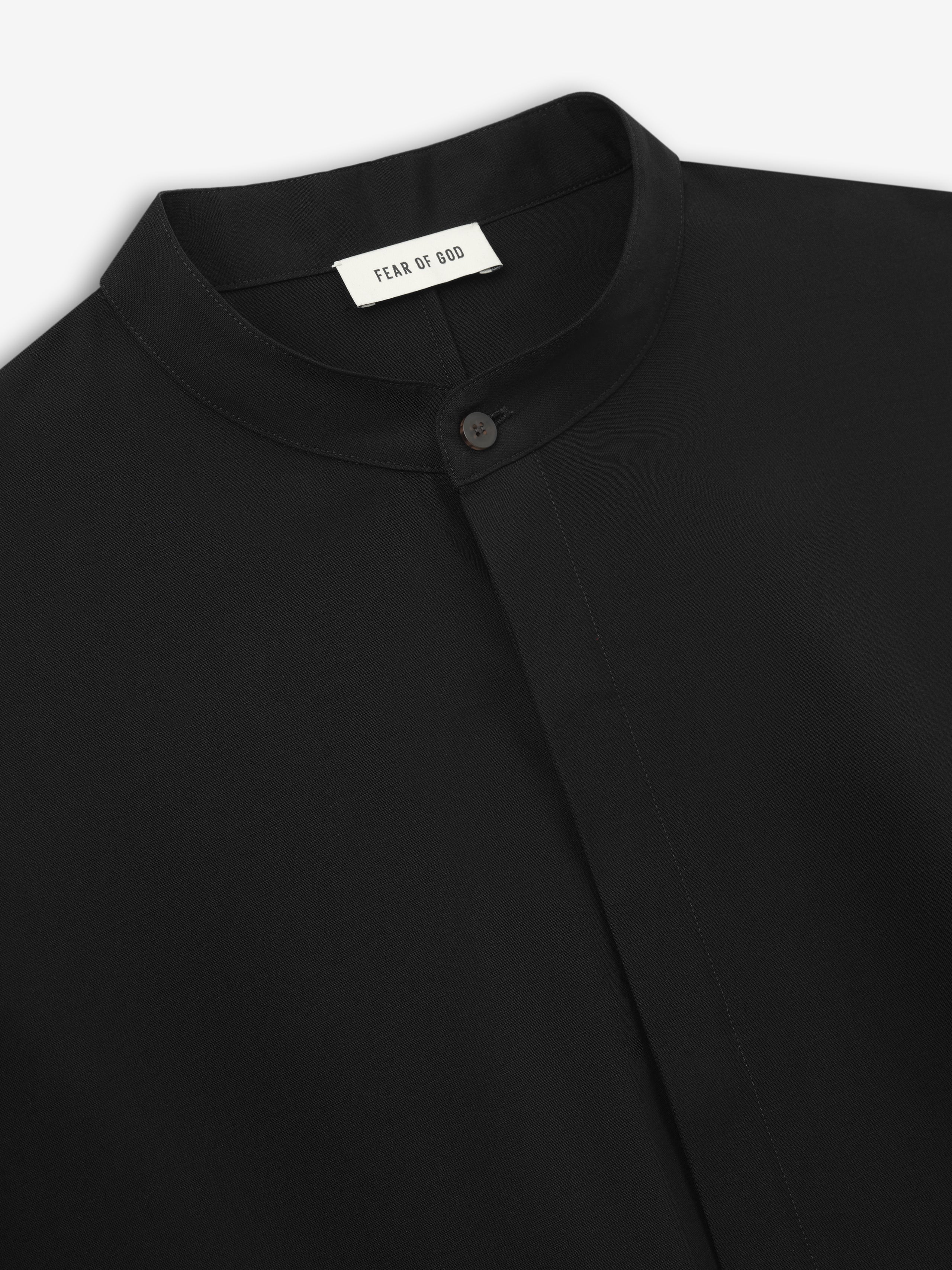 Cotton Wool Oxford Mandarin Relaxed Short Sleeve Shirt - Image 6