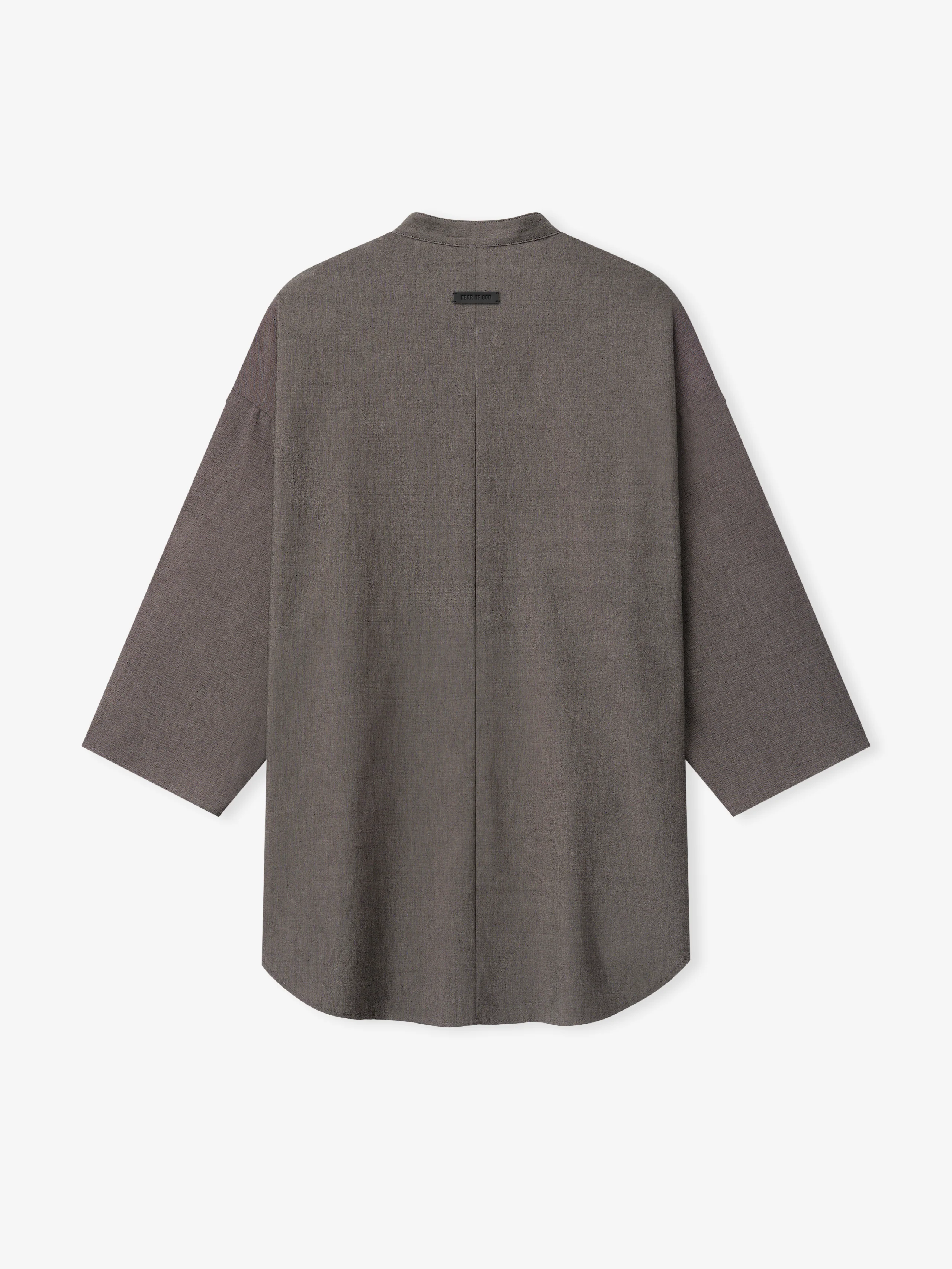 Cotton Wool Oxford Mandarin Relaxed Short Sleeve Shirt - Image 4