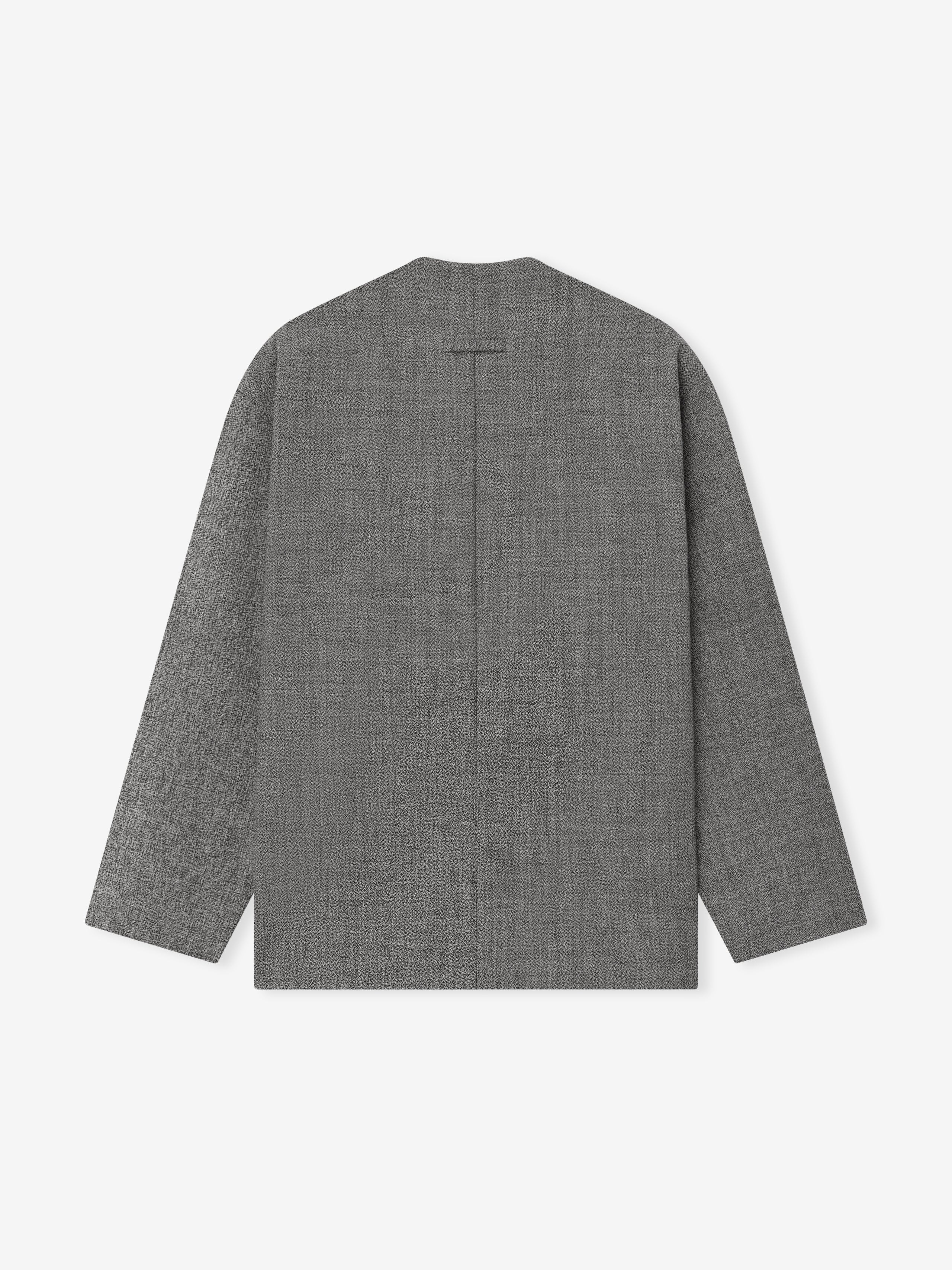 Mouline Wool Relaxed Lapelless Jacket - Image 4