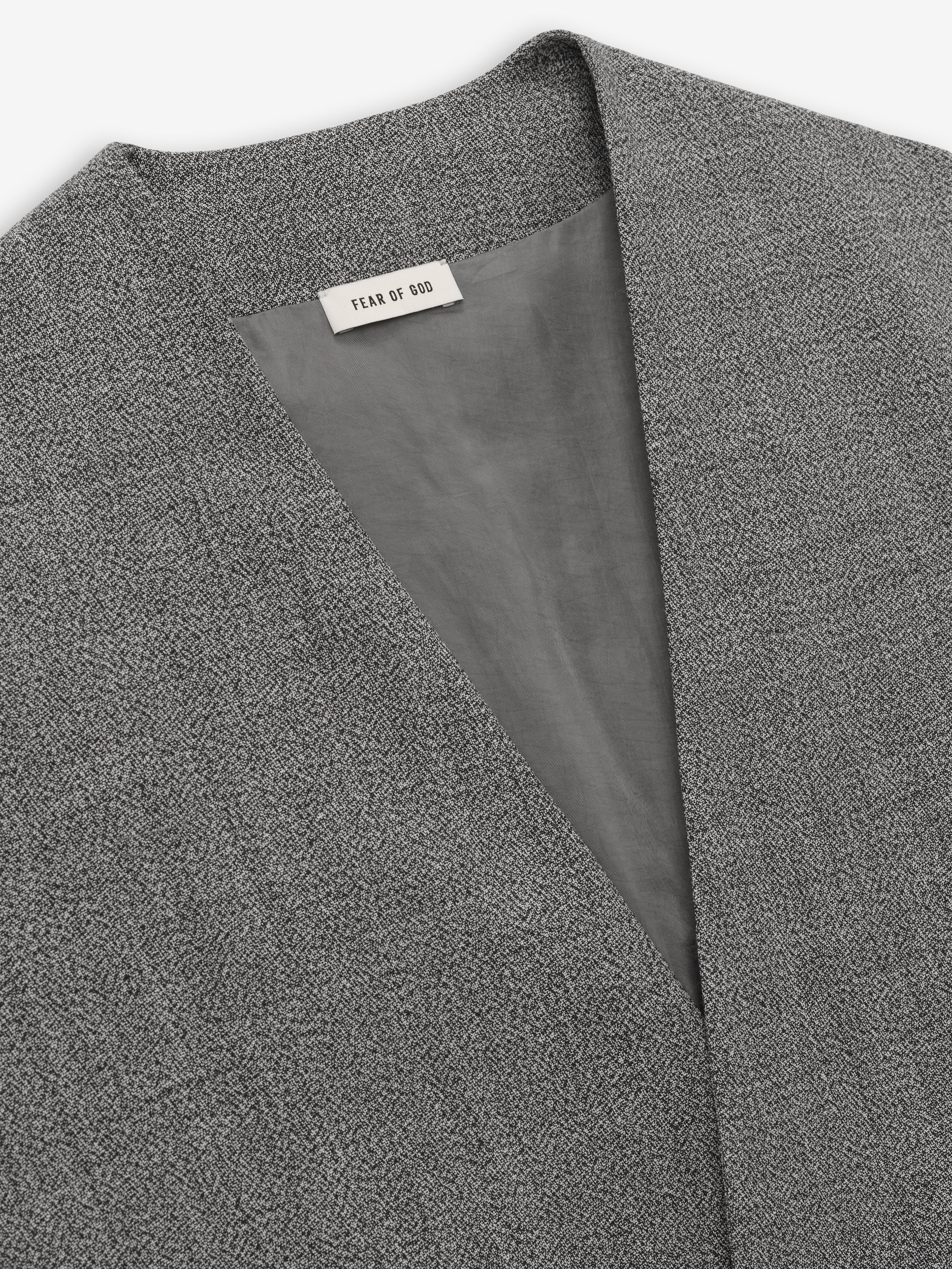 Mouline Wool Relaxed Lapelless Jacket - Image 5