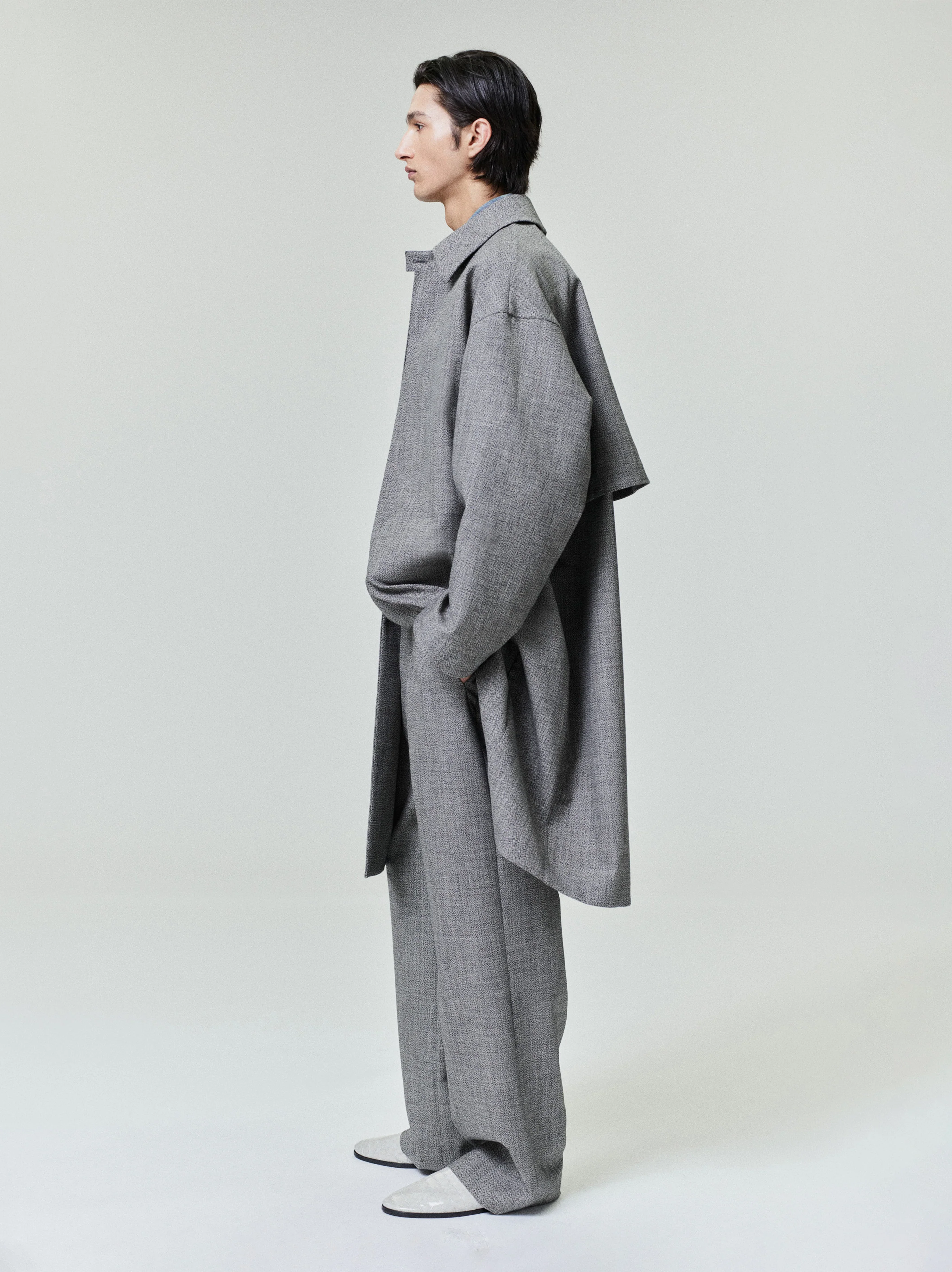 Mouline Wool Relaxed Trench Coat - Image 3