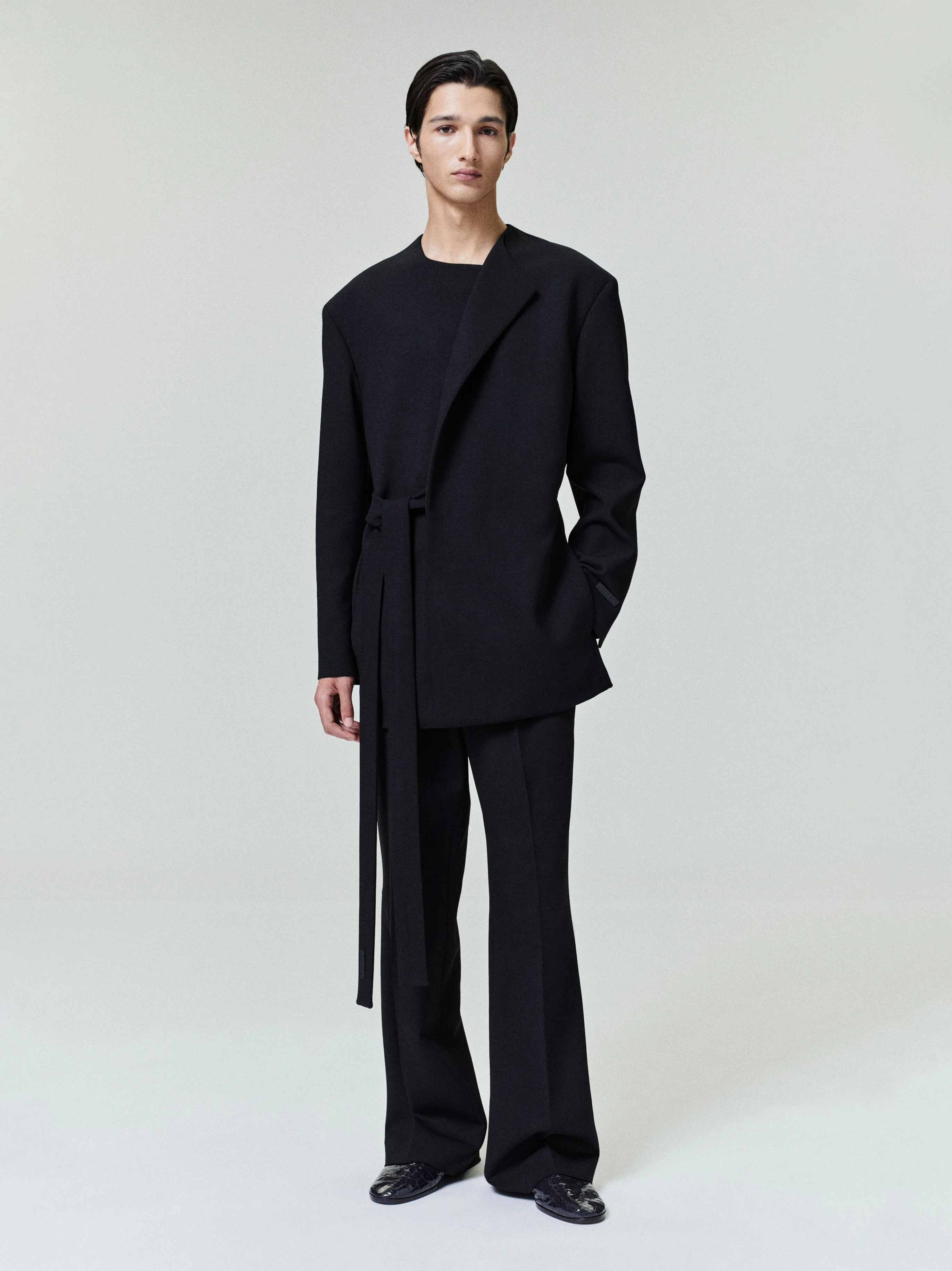 Double Weave Wool Tailored Flared Pants - Image 2